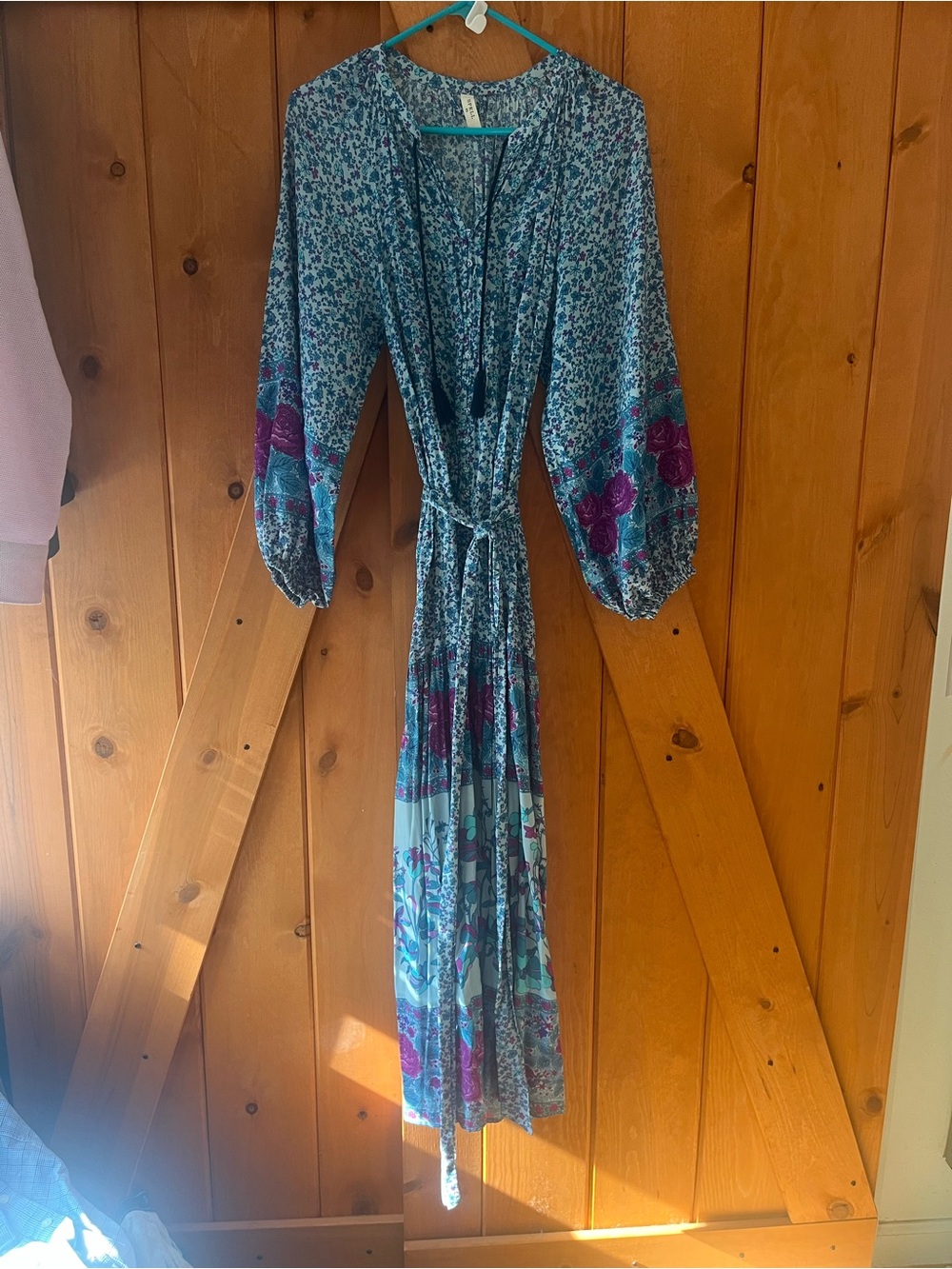 Spell Bohemian Floral Maxi Dress in Teal and Purple